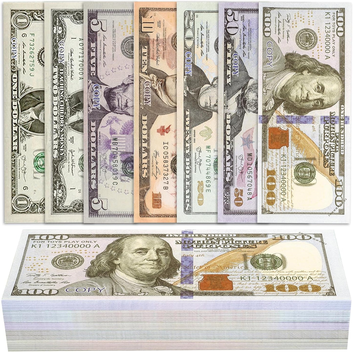 140 Pcs Play Money Kids Set, Number Learning & Counting Toys, Educational Counting Toys for Kids Ages 3+, Develop Early Math Skills,Birthday Party and Holida,Videos Music Party
