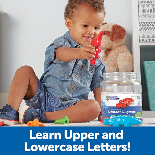 Learning Resources Snap-n-Learn Alphabet Alligators - Toddler Toys, Preschool ABC Activities, Fine Motor Skills, Alphabet Manipulatives, Phonetics and Reading, Sensory Gifts for Boys and Girls