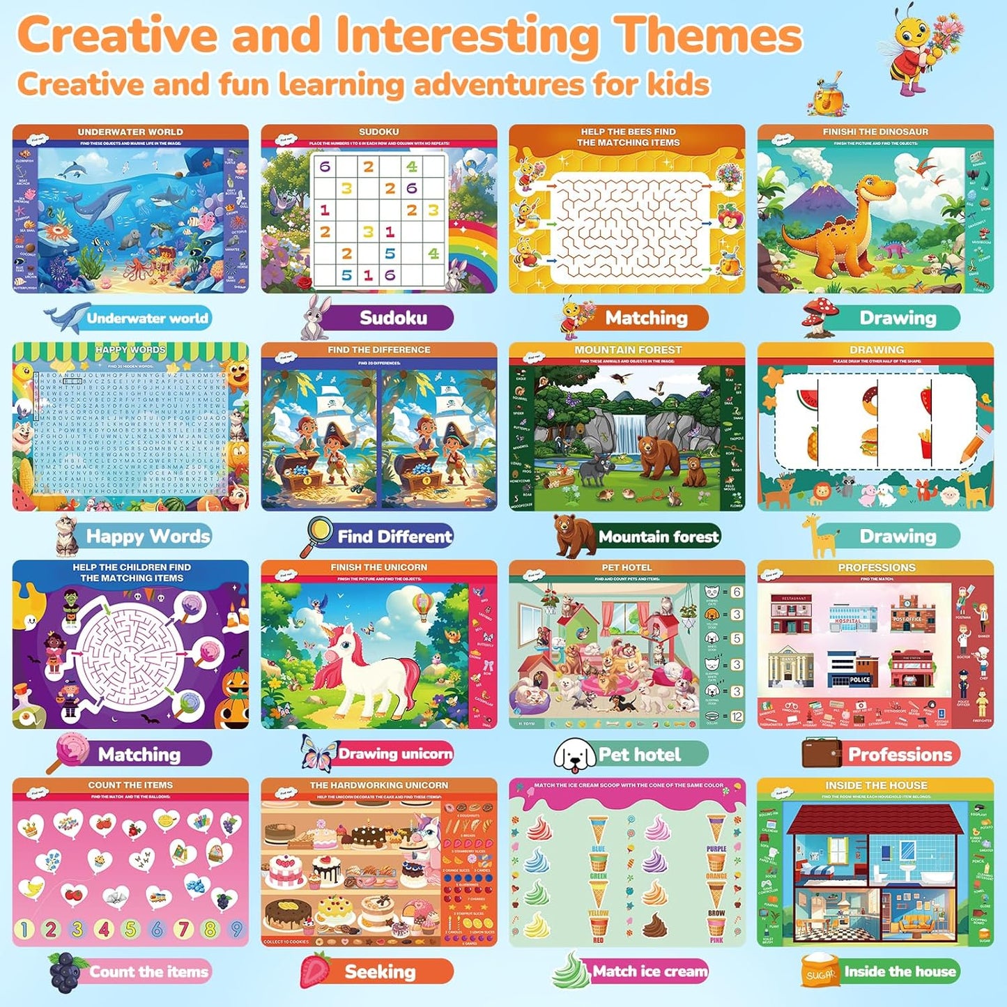 Search and Find Books for Kids 3-5, Reusable Preschool Learning Activities, Perfect Road Trip Essentials, Educational Toys, 28 PCS Busy Books for 3 4 5 6 Year Old Boys Girl Christmas Birthday Gifts