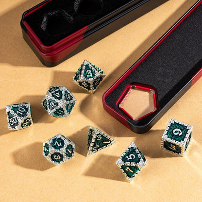 UDIXI Steampunk Metal Dice Set, 7 Die Polyhedral DND Dice Set for D&D Role Playing Game and Math Teaching (Ancient Copper)