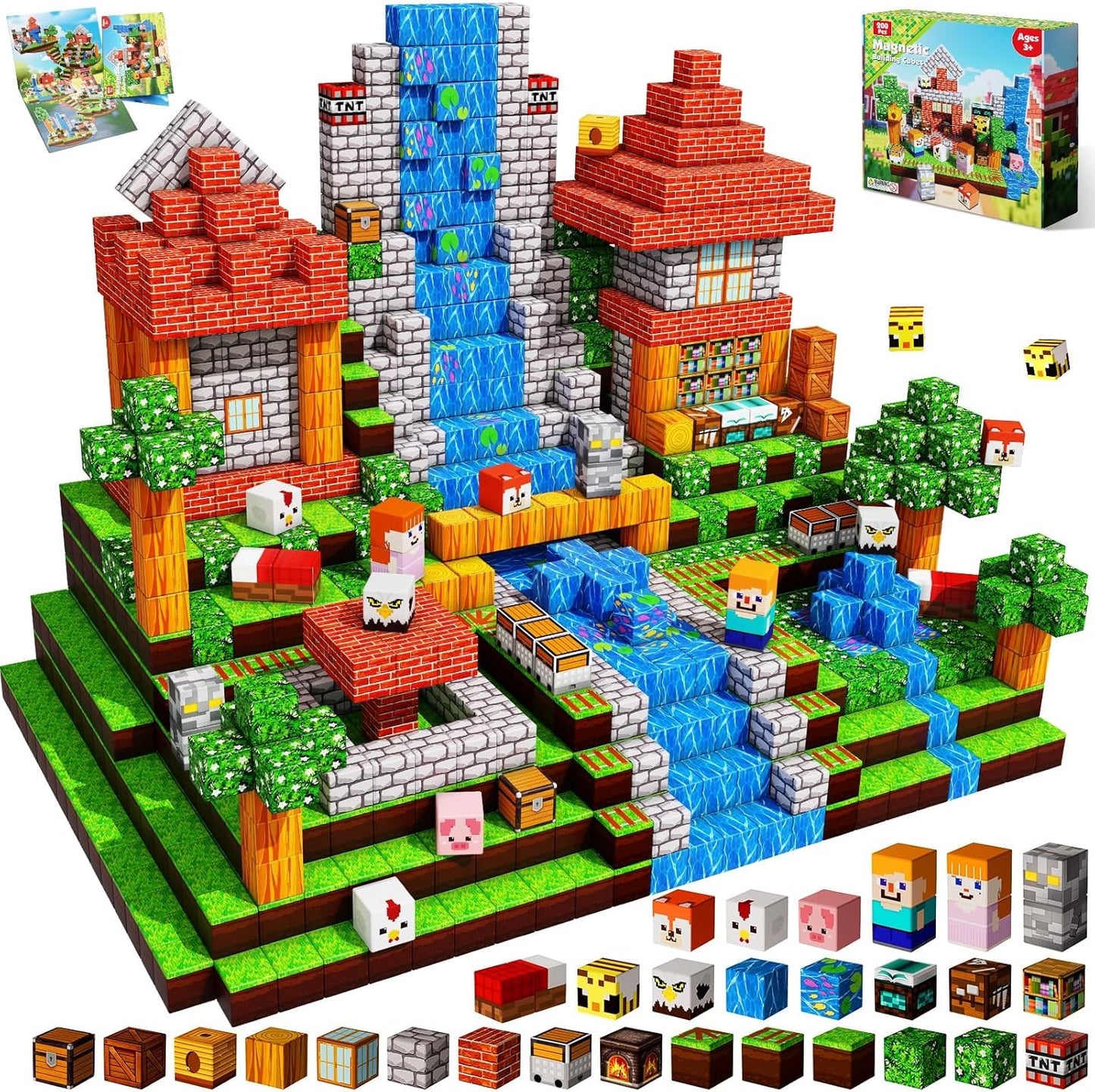 Annexfun Magnetic Blocks - 100PCS Build Magnetic Dark Mechanical Guardian Castle - Magnetics Toys for Montessori Toddler Christmas Birthday Gifts - STEM Sensory Toys for 3 4 5 6 7 8 9 10 Year Old Boys