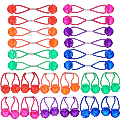 20pc Ponytailers Balls Elastics 18mm Round Opaque Multicolored Twin Beads Bauble Holders Toddler Kids Braiding Styling