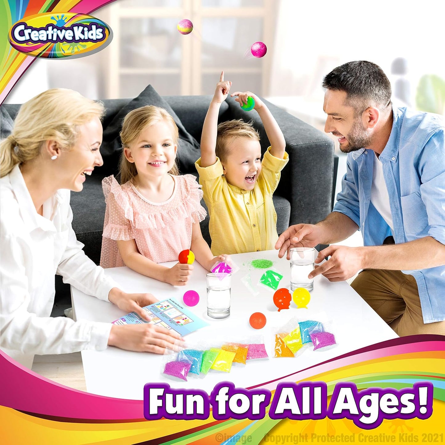 Creative Kids Magic Bouncy Balls - DIY STEM Toys - Science Kit for Kids - 25 Multicolor Bags & 5 Molds Makes Up to 43 Balls
