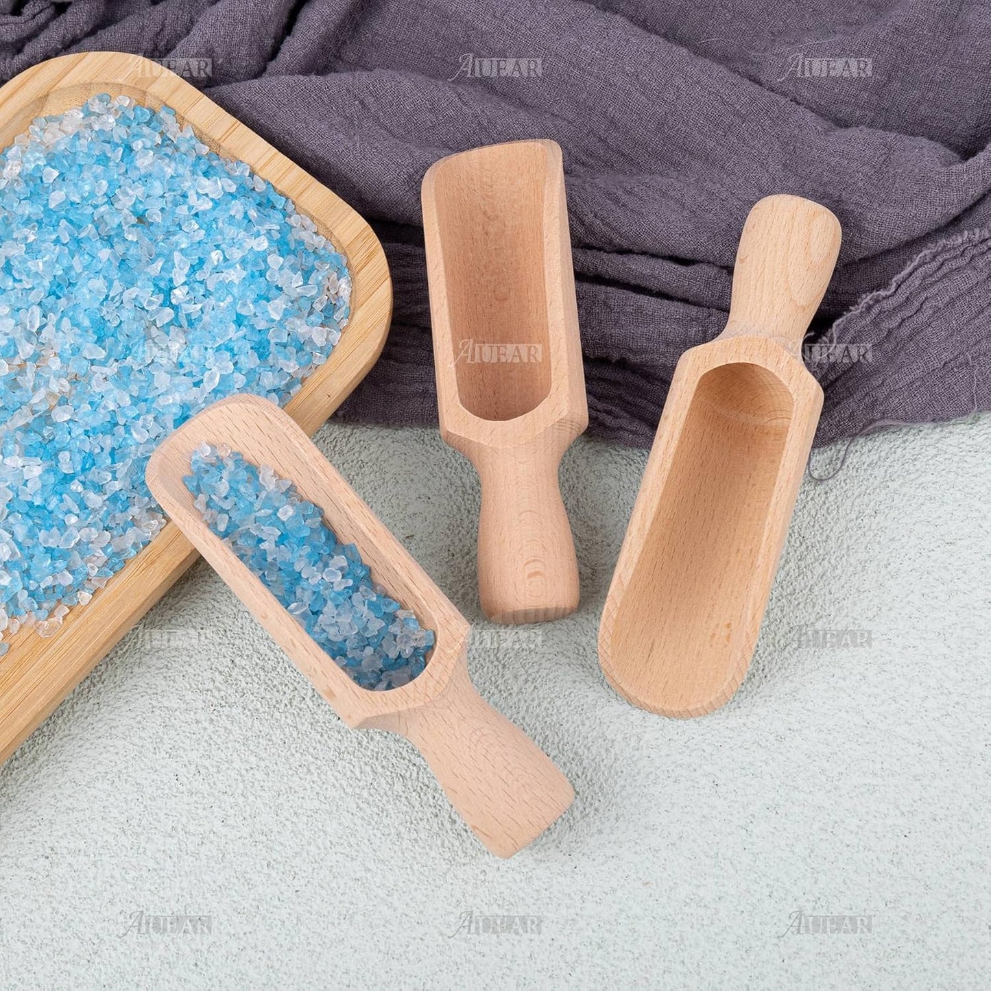 AUEAR, 6 Pack Mini Wooden Scoops Candy Spoons for Tea Coffee Cereal Seasoning Pepper
