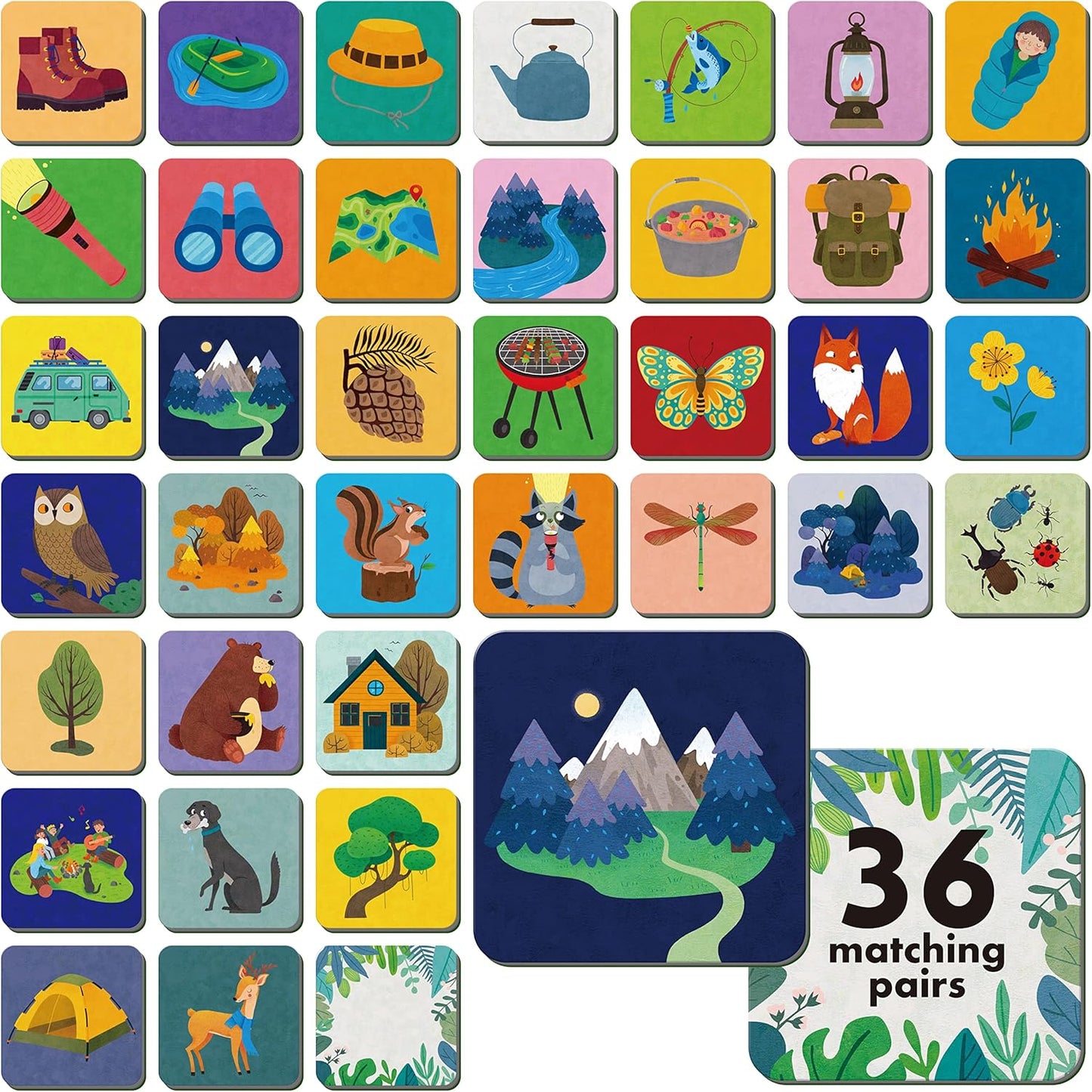Hebayy 72 PCS Memory Matching Game, Real Animal Matching Cards for Toddlers 36 Pairs Memory Cards for Preschool 4 5 6 Years Old