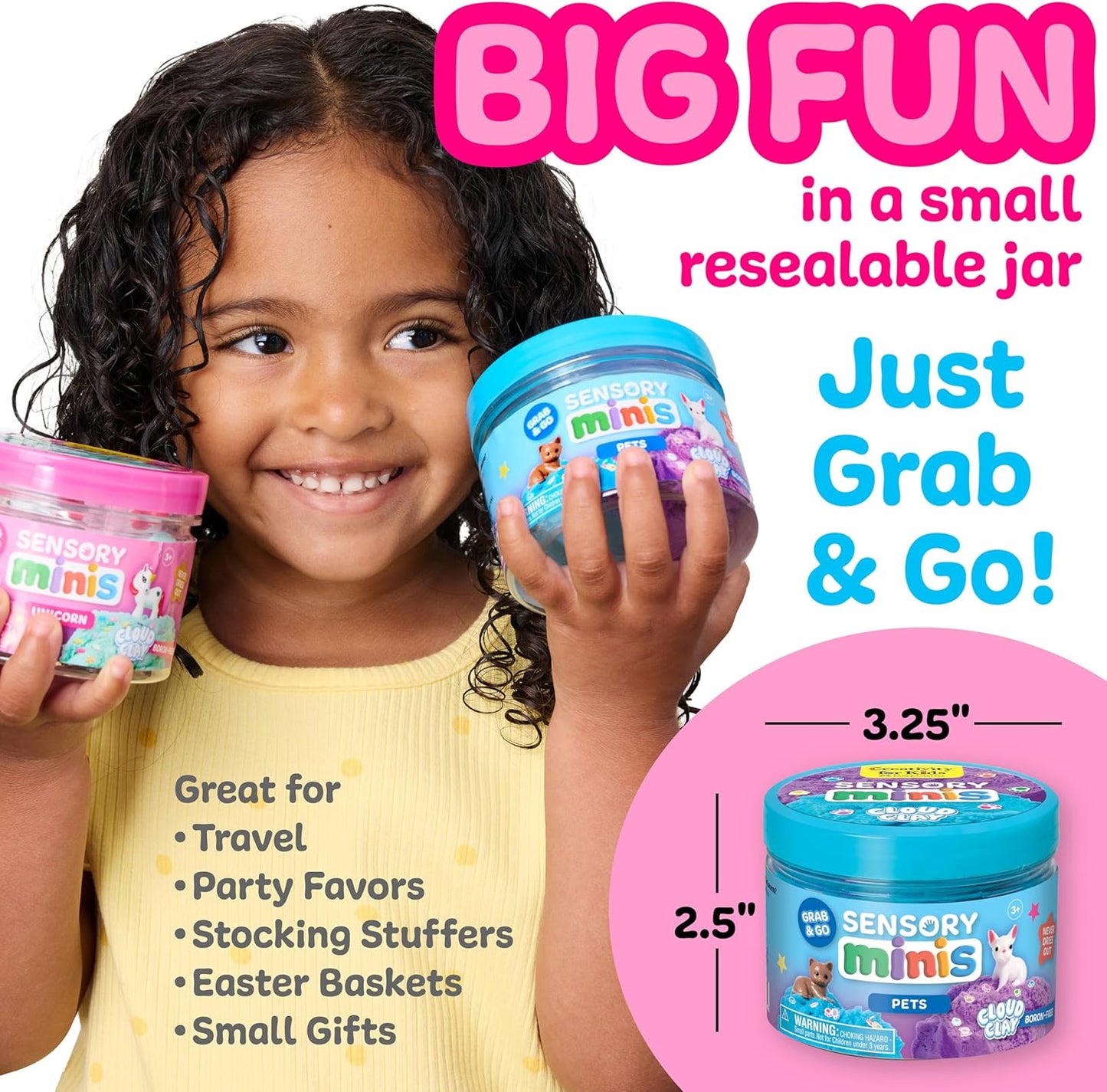 Creativity for Kids Sensory Minis Construction Kit | Cloud Clay Sensory Toy with Excavator for Kids | Spring Crafts that are Mess-Free, Screen-Free Travel Toy (Ages 3+)