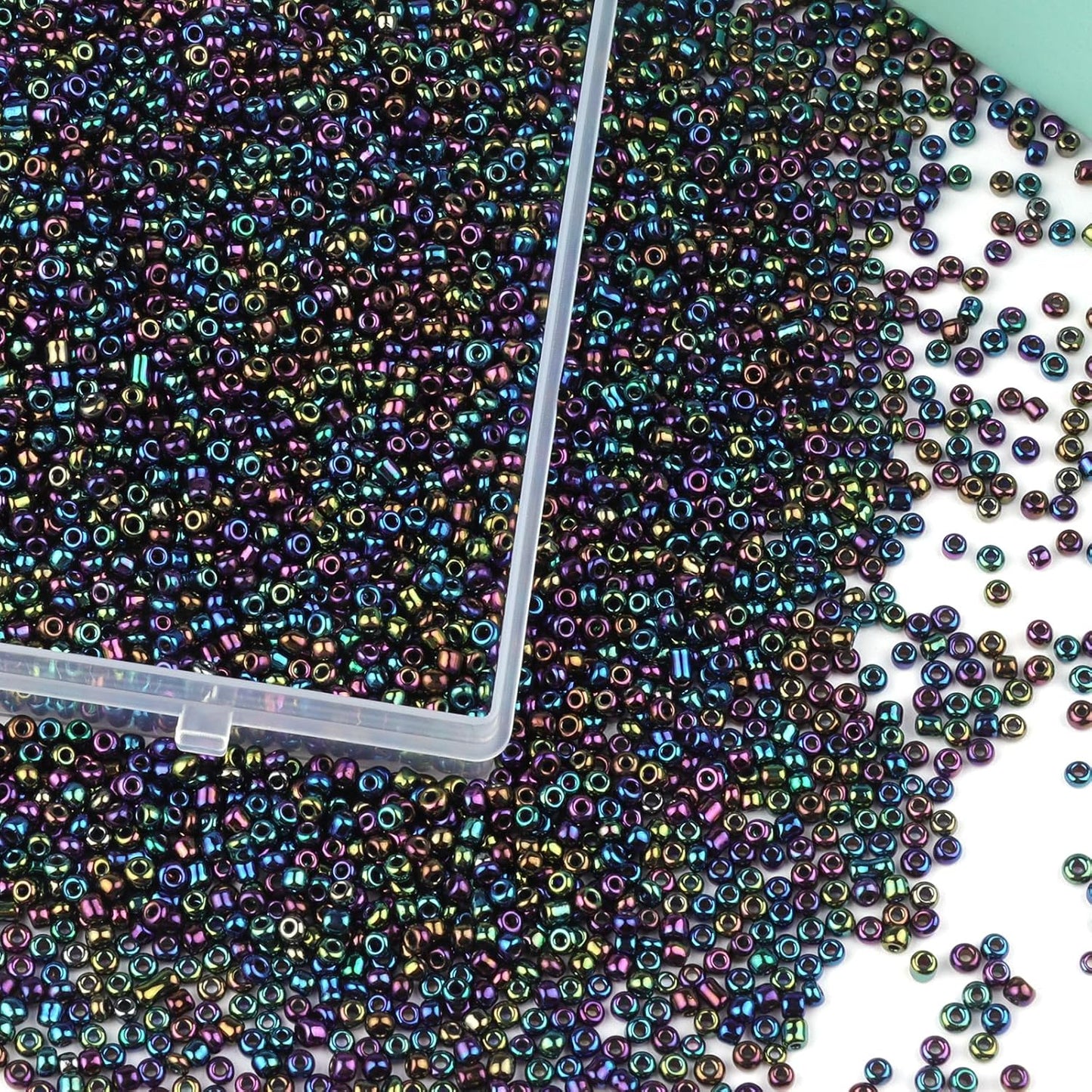 10100 Pcs Size 11/0 Glass Seed Beads, 2 mm Dark Green Small Mini Spacer Loose Pony Beads for Jewelry Making and DIY Crafts - Colors B