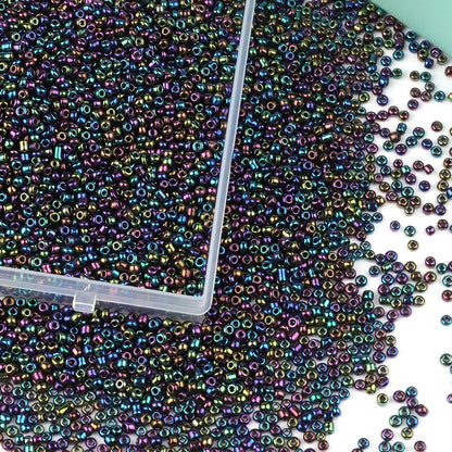 10100 Pcs Size 11/0 Glass Seed Beads, 2 mm Dark Green Small Mini Spacer Loose Pony Beads for Jewelry Making and DIY Crafts - Colors B