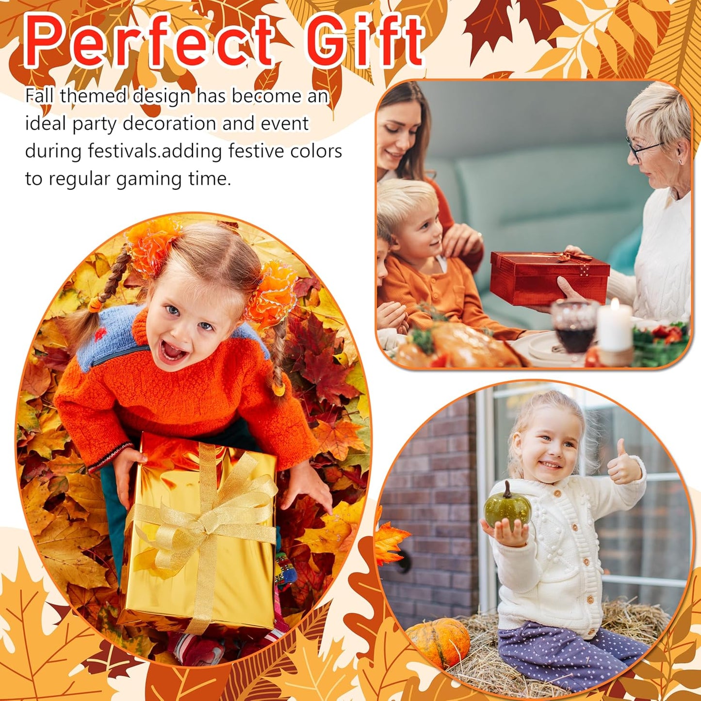Fall Sensory Bin Fillers - 353 PCS Thanksgiving Fine Motor Toys for Kids, Autumn Counting Sorting Set with Felt Leaves Tweezers & Clip for Sorting Counting Training Preschool Learning Activity