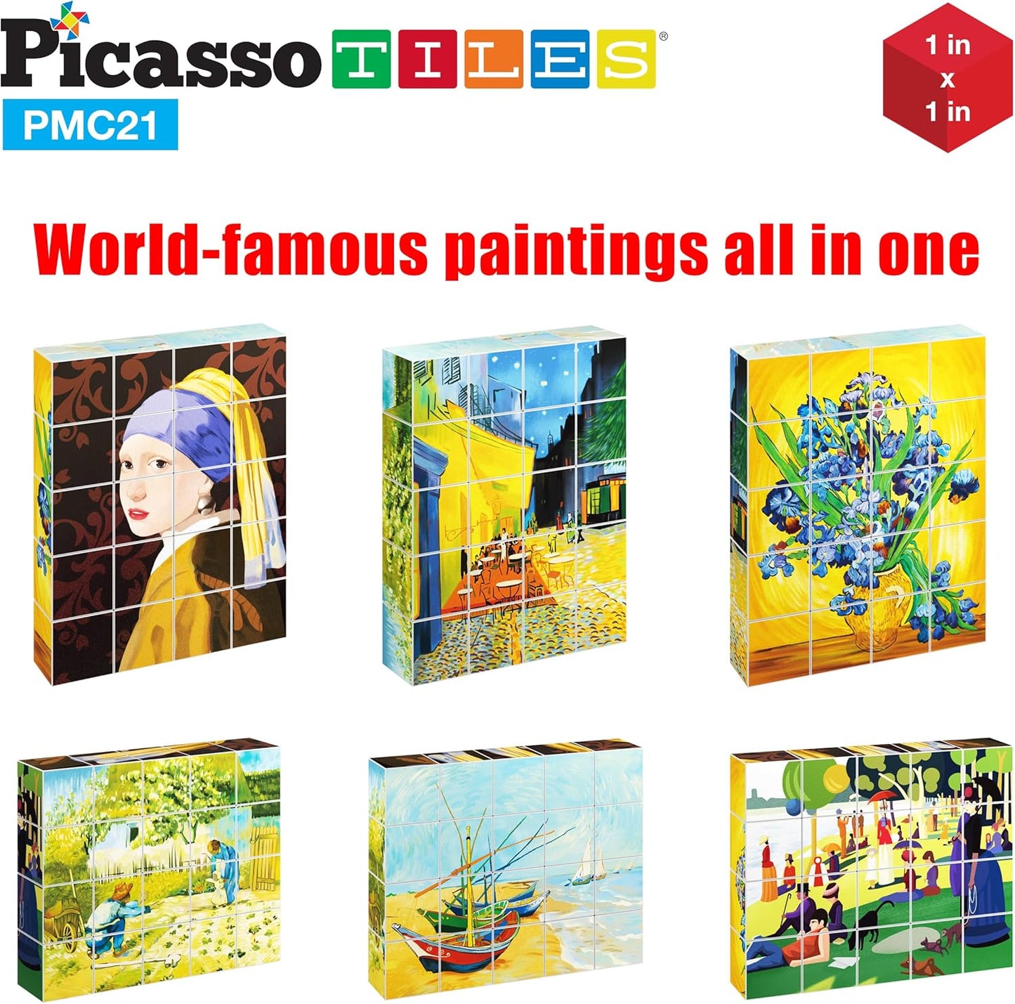 PicassoTiles Magnetic Cube Puzzle 7-in-1 Dinosaur Theme Pattern Magnet Mix Match Building Cubes Toy Set Kids Ages 3 & Up Preschool Children Promote Problem Solving Skills PMC10