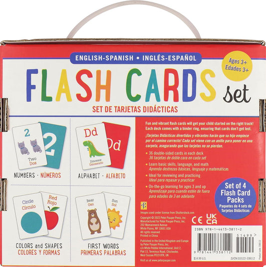 Bilingual Flash Cards Value Pack - Spanish and English (Includes Alphabet, Colors & Shapes, First Words, and Numbers) (Set of 4 Decks)