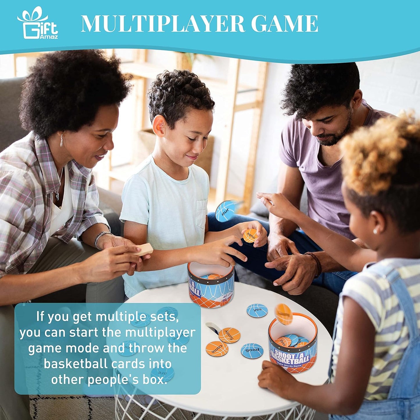 GiftAmaz Sight Words Games, Basketball Flash Cards Letters Learning Game, Toddler Classroom Reading Letters Phonic Spelling Toy, Montessori BoxInPlay, Educational Cardboard Birthday Toy for Kid