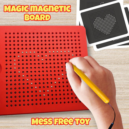 Magnetic Drawing Board for Kids - Includes Magnet Board, Attached Stylus Pen, 25 Double-Sided Ideas Cards - Fun Travel & Car Ride Activities