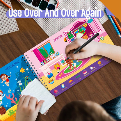 Logic Puzzles Game Pad, 30 Reusable & Erasable Logical Thinking Games-Sudoku, Scavenger Hunt, Math Games, Dry Erase Brain-Boosting Puzzles Activities Pad for Kids, Road Trip, Airplane & Car Travel