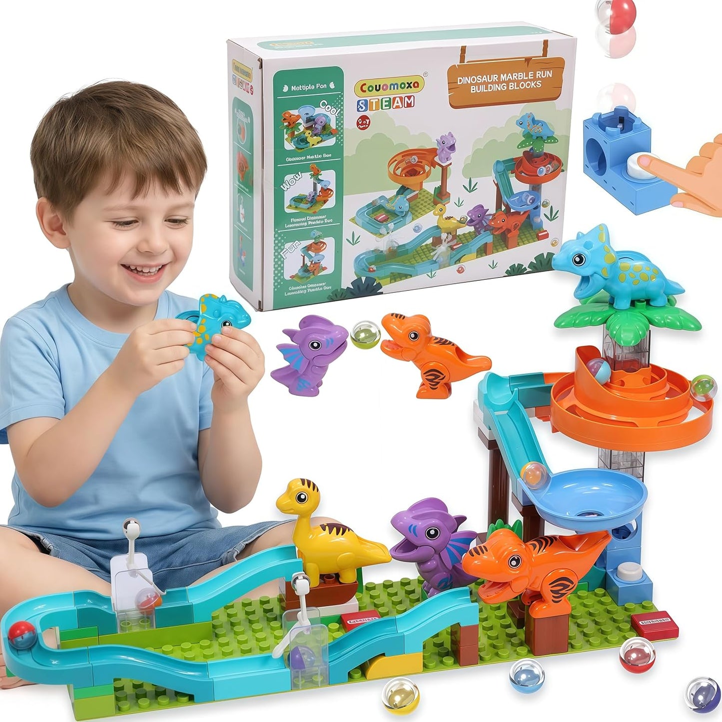 Marble Run Building Blocks for Kid: 3 4 5 6 8 Year Old Montessori Education Preschool STEM Toy - Age 4-8 Kids Creative Puzzle Marbles Track - Christmas Birthday Gifts for Boys Girls