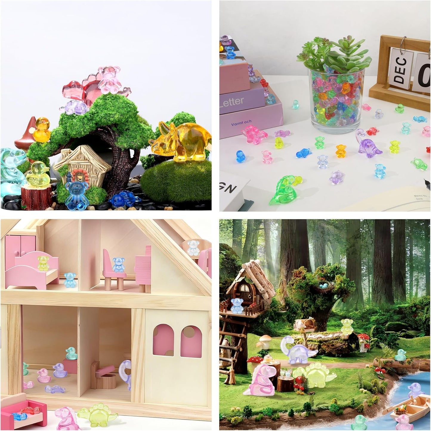 LAIDANLA Mini Resin Bears, Tiny Plastic Animals to Hide Small Bears Bulk for Counting Miniature Landscape Bear Party Favors Gifts Easter Egg Vase Filler Bear Figures Cute Trinkets Desk 200 Pcs