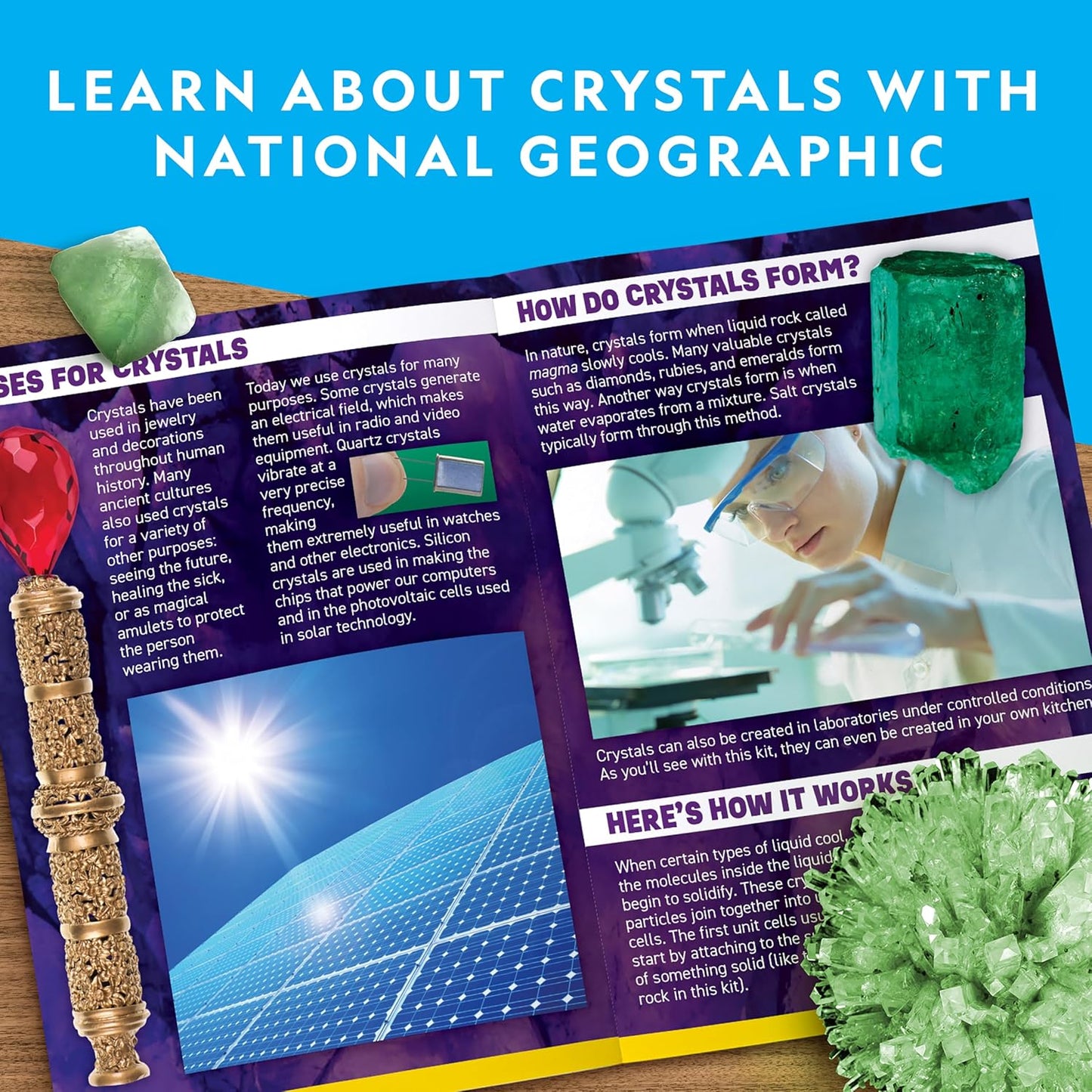 National Geographic Jumbo Crystal Growing Kit - Grow Your Own Giant Glow in The Dark Crystal in a Few Days, Science Kit, Grow Crystals for Kids, STEM Toys (Amazon Exclusive)