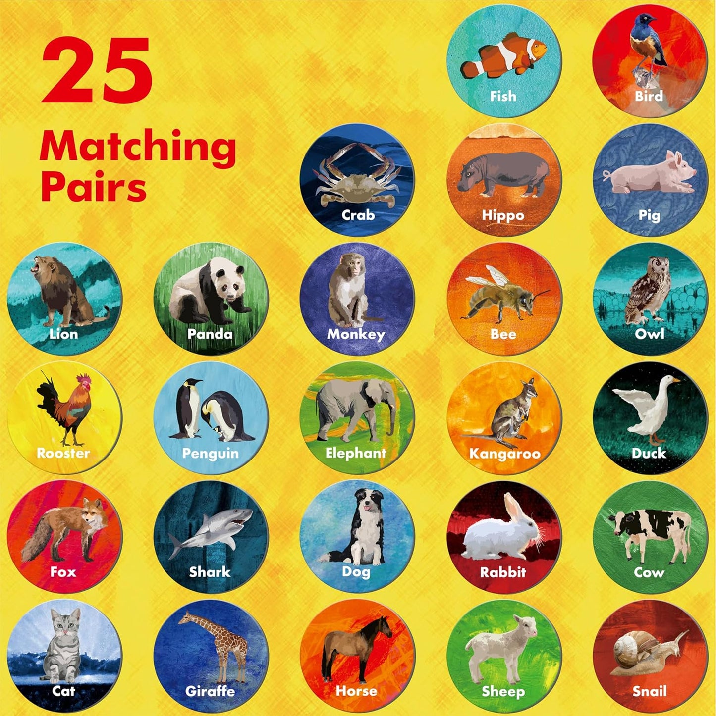 Hebayy 72 PCS Memory Matching Game, Real Animal Matching Cards for Toddlers 36 Pairs Memory Cards for Preschool 4 5 6 Years Old