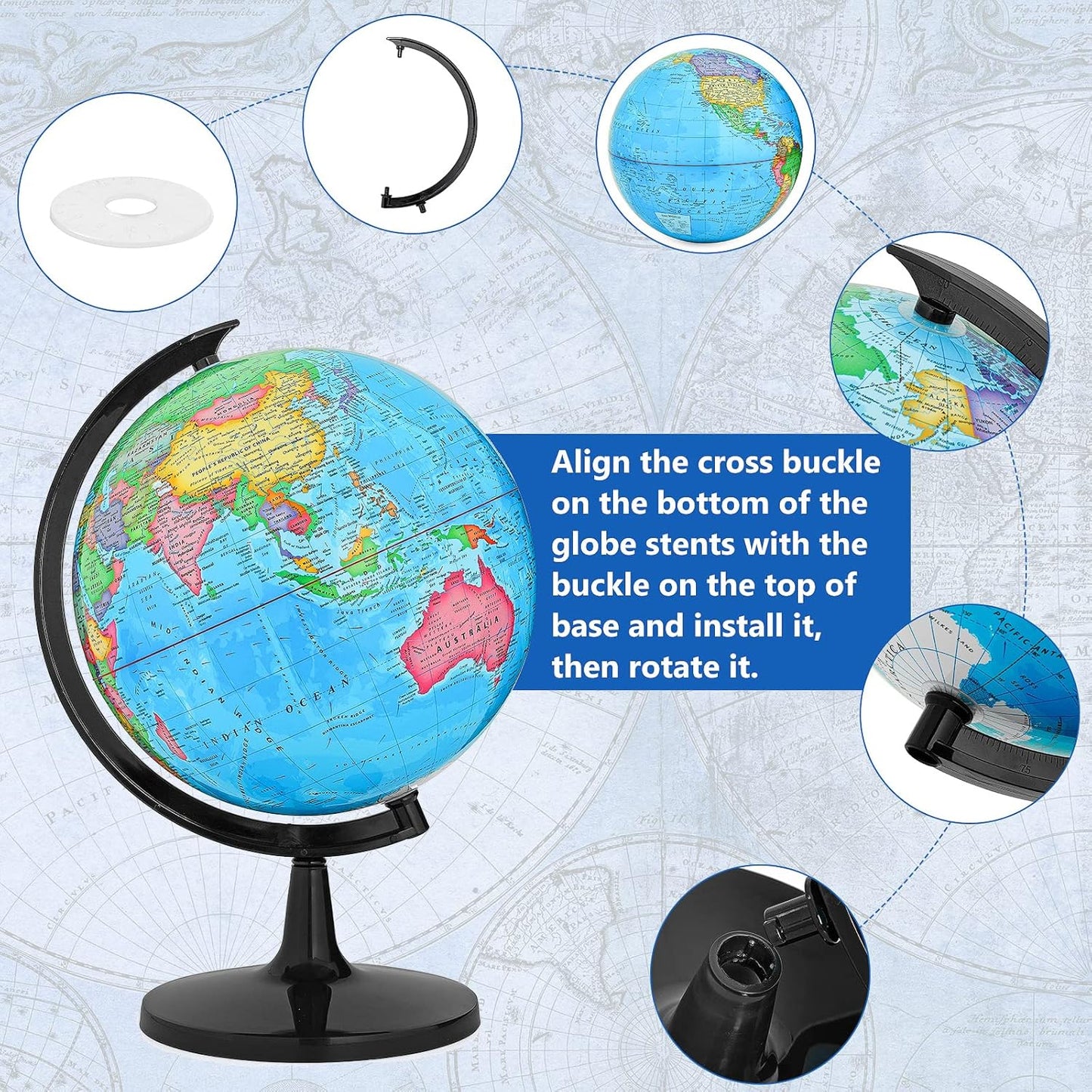 Political Globe, 13in Educational Globes for Classroom, Political Teaching Tool with HD Waterproof & Writable Erasable Surface, 360° Spinning for Education & Desk Decor