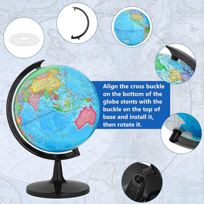 Political Globe, 13in Educational Globes for Classroom, Political Teaching Tool with HD Waterproof & Writable Erasable Surface, 360° Spinning for Education & Desk Decor
