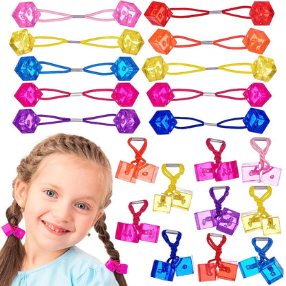 20pc Ponytailers Balls Elastics 18mm Round Opaque Multicolored Twin Beads Bauble Holders Toddler Kids Braiding Styling