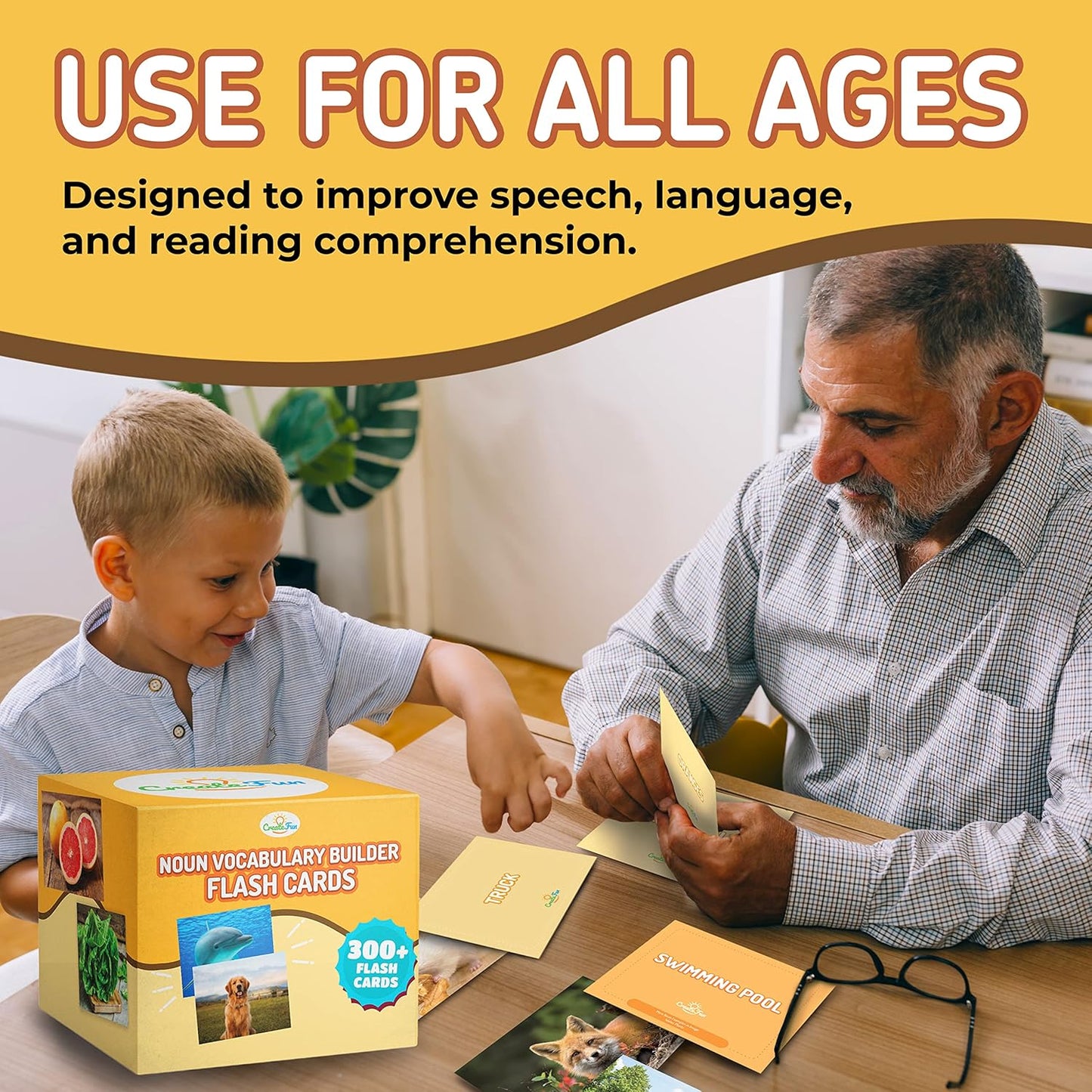 50 Noun Flash Cards, Fun Vocabulary Builder Educational Learning Photo Cards for Kids, Homeschool, Adults, Seniors, Speech Therapy, ESL, Autism, Dementia, Aphasia, SLP, ABA, and Occupational Therapy