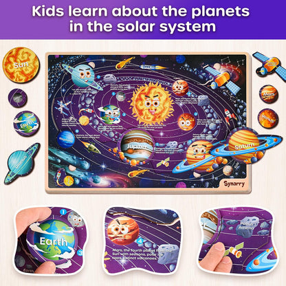 SYNARRY Large USA World Wooden Puzzles for Kids Ages 4-6, Learning United States World Maps Puzles for Kids Ages 6-8, Wood Jigsaw Puzzles Educational Games Toys Gifts for Boys Girls Ages 3-8