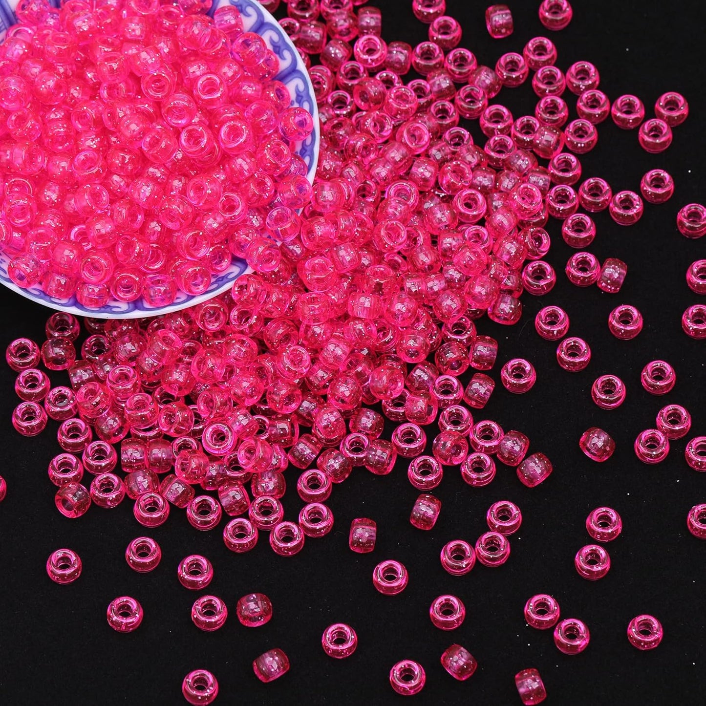 Auvoua 1000Pcs Pony Beads Bracelet 9mm Yellow Plastic Barrel Pony Beads for Necklace,Hair Beads for Braids,Key Chain,Jewelry Making (Yellow)