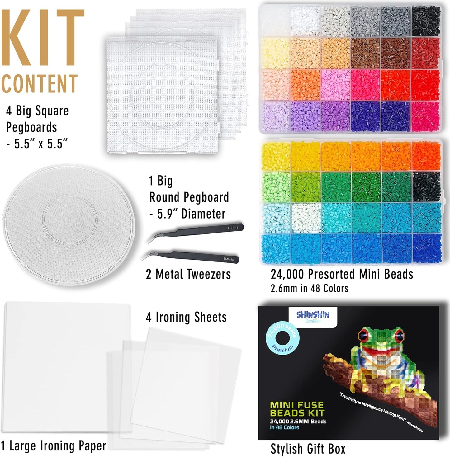 XXL Fuse Beads kit, Melty Melting Beads for Kids Crafts | Iron for Kids kit - Fuse pegboards. Compatible Bulk beados Storage - 22000pcs 5mm