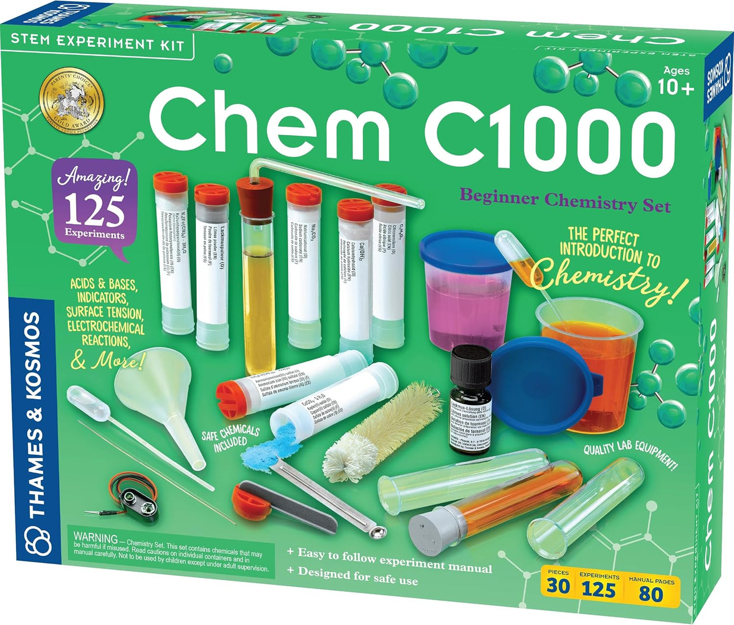 Thames & Kosmos Chem C1000 Chemistry Set | Science Kit with 125 Experiments | 80 Page Lab Manual | Student Laboratory Quality Instruments & Chemicals | Parents’ Choice Gold Award Winner