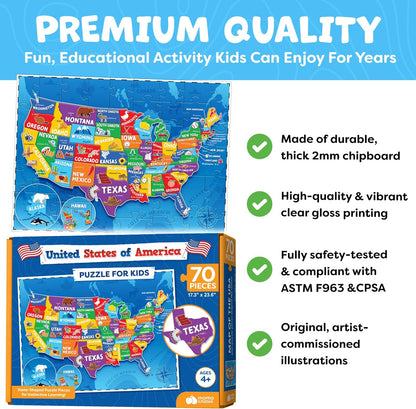 World Map Puzzle for Kids - 75 Piece - World Puzzles with Continents - Childrens Jigsaw Geography Puzzles for Kids Ages 4-8, 5, 6, 7, 8-10 Year Olds - Globe Atlas Puzzle Maps Learning Games Gifts