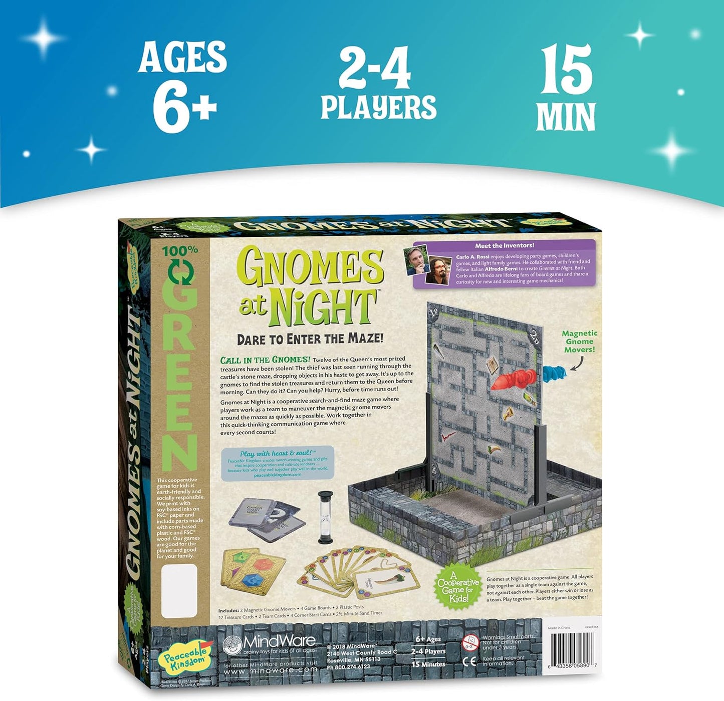 Peaceable Kingdom Gnomes at Night A Cooperative Maze Game for 2 to 4 Kids Ages 6+