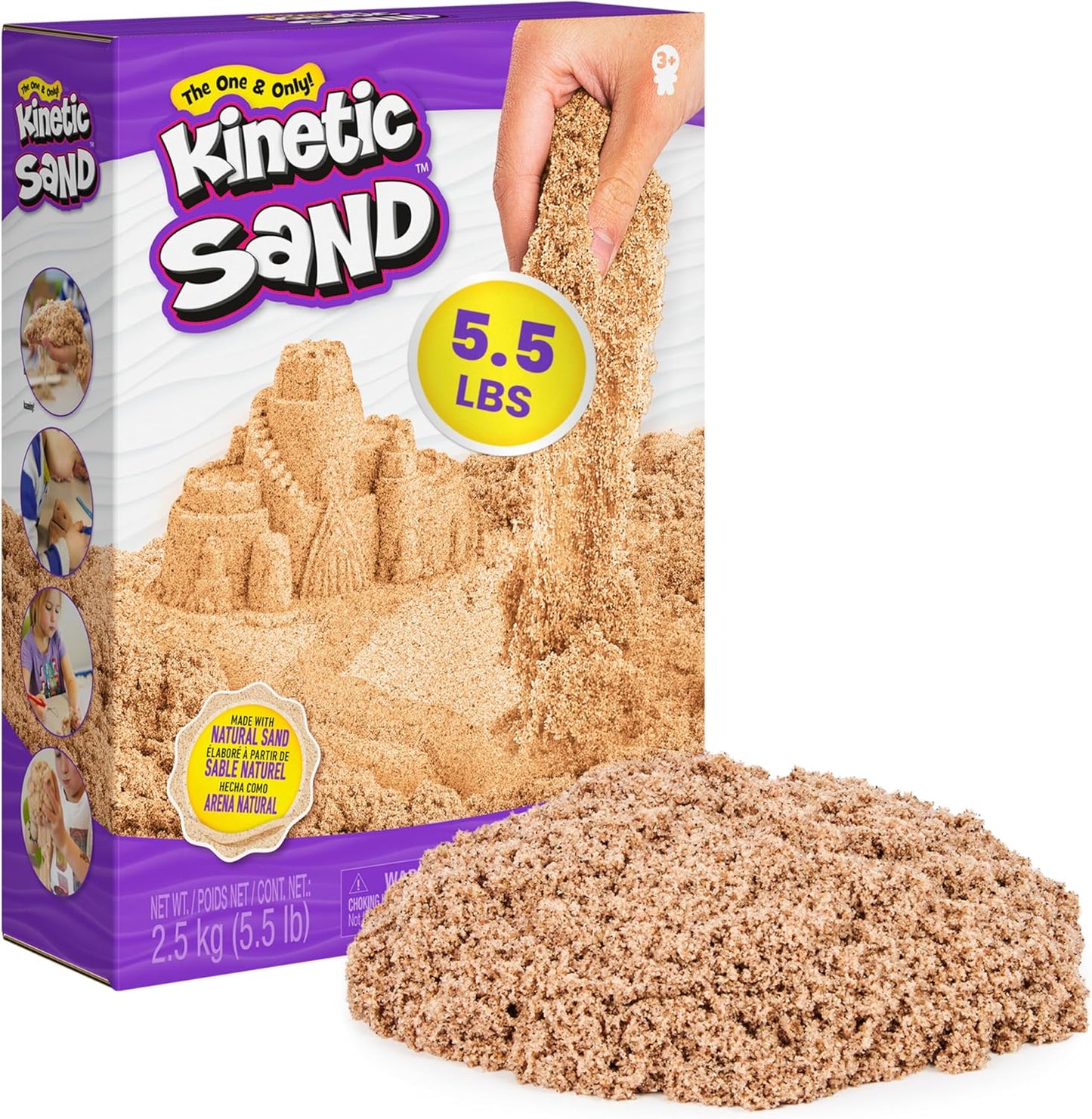 Kinetic Sand, 3.25lbs Beach Play Sand, Amazon Exclusive, Moldable Sensory Toys for Kids, Resealable Bag (Packaging May Vary), for Ages 3 and up