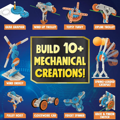 Gears & Gadgets 194pc Building Toys - Large & Small Robotic Projects - STEM Education for Kids 8-12 - Construction Kit - Engineering Activities Science