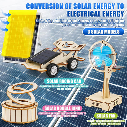 8 in1 STEM Science Kit for Kids Age 8-14, Wooden Physics Experiments & Solar Engineering Kits, Build Solar Car, Anti-Gravity Device, Telescope, Periscope & Dinosaur Claw, Gifts for Boys Girls