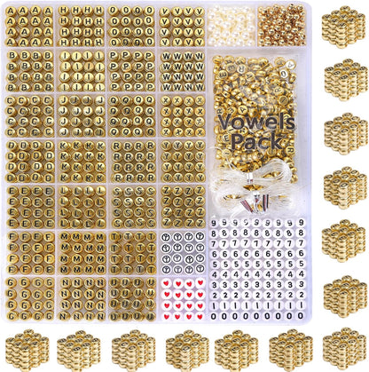 DoDoBeads 1270 Pcs Letter Beads Kit, White and Colorful Square Acrylic Alphabet Beads with Extra Vowels, Numbers & Spacers, Perfect for Friendship Bracelets