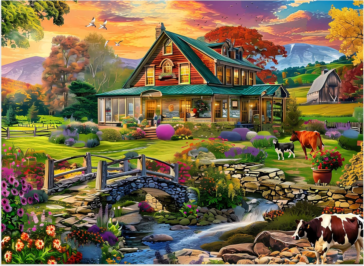 Jigsaw Puzzles for Adults 500 Pieces, Country Life Puzzle Interlock Perfectly Letter on Back No Dust, Challenging Puzzle Home Decor Birthday Party Gift Toy for Men Women Olders Seniors (21 x 15 in)