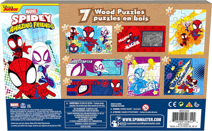 Spin Master Games, Disney Princess Puzzles, 7-Pack, Jigsaw Kids Puzzles, 12, 16, & 24 Pieces, Featuring Ariel, Tiana, Rapunzel, Pocahontas, Storage Tray, for Ages 4 & Up