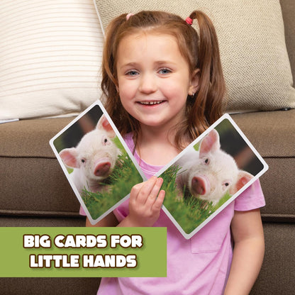 Giant Matching Game Baby Animals - Summer Toys - Game Night - Travel Games - Memory, Learning Game - Jumbo Playing Cards - Card Game for Kids and Adults -Ages 3+