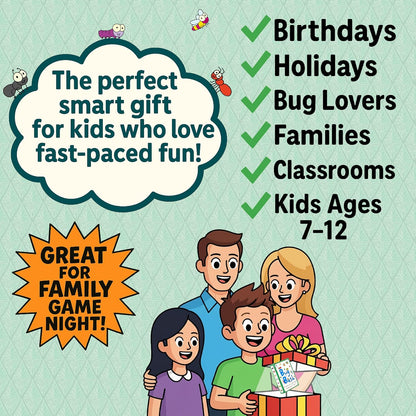 Niche Nation Games Bug Bash Card Game- Award-Winning Kids Brain Game for Ages 7-12 - Quick-Counting Bug-Slapping Game Fast, Fun, and Frenetic - Smart Card Game for Kids 7-12 and 2-4 Players