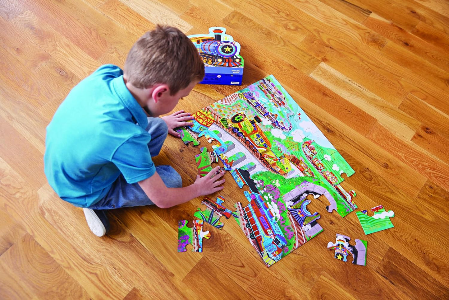 Crocodile Creek 36-Piece Jigsaw Floor Puzzle - Shark Reef - for Kids Ages 3-5 - Heavy-Duty Shaped Box for Storage - 24" W x 18" H Finished