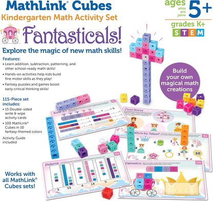 Learning Resources MathLink Cubes Kindergarten Math Activity Set Sea Adventures! - 115 Pieces, Age 5+, STEM Teaching Toys, Kindergartner Games