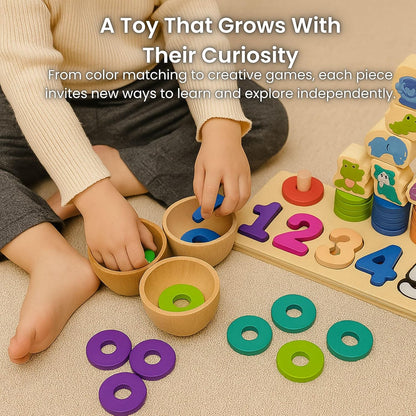 GeroCrew Toddler Montessori Toys Teaches Number, Counting, Math, Stacking Fun Preschool Learning Activates for Boy and Girl | Year Old Boy Gifts and Beyond! (Macaron)