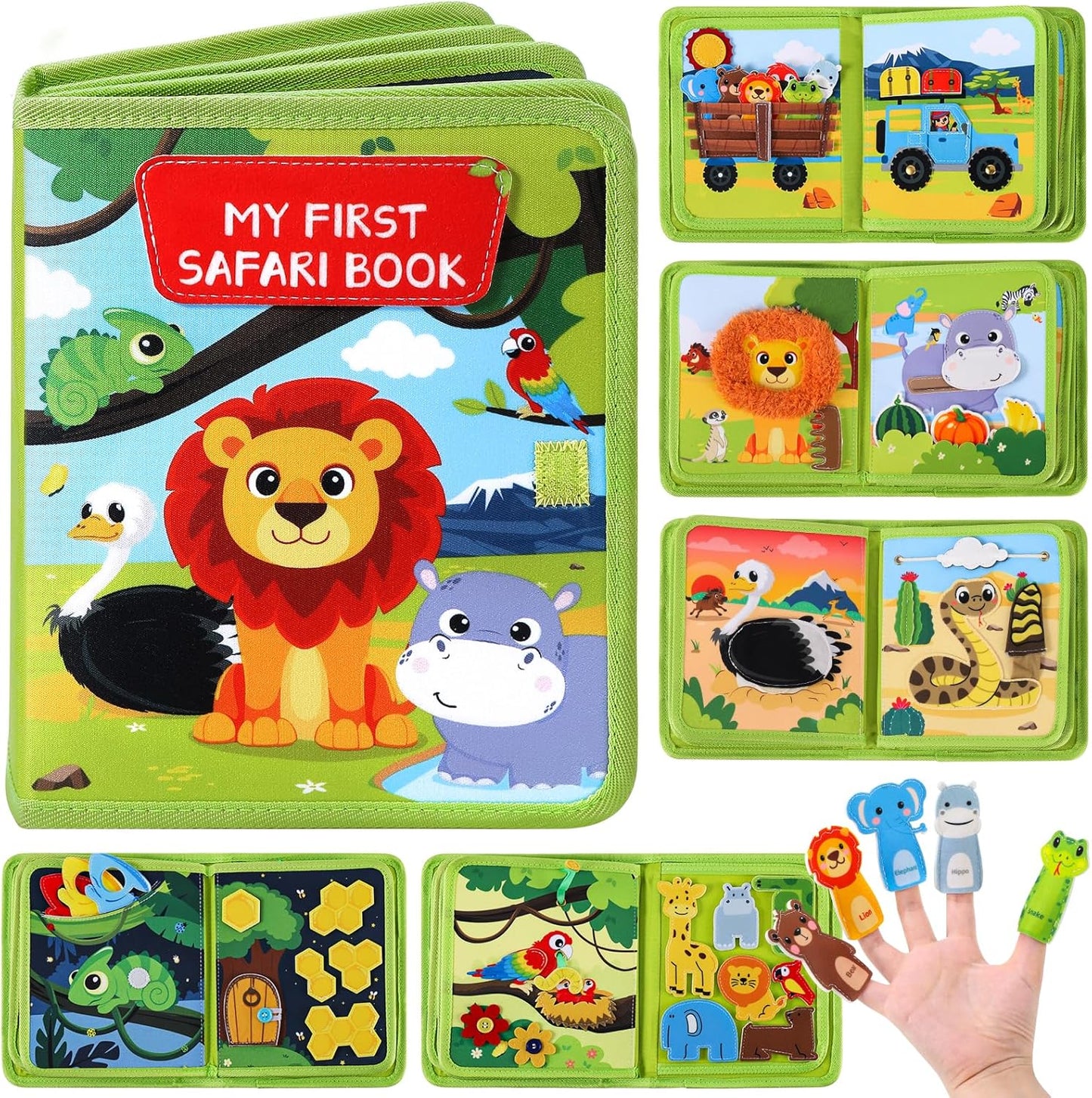 Wild-Animals Busy Book for Toddlers 1-3, Montessori Toys Busy Board for 1 2 3 Year Old Boy Girl Gifts, Toddler Learning Quiet Activity Book, Educational Airplane One Year Travel Toy
