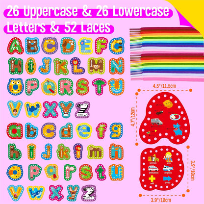SpriteGru 9 Pieces Kids Lacing Cards, Double Sided Sewing Cards in 9 Vehicle Cards with 9 Colorful Laces, Imagination Development Lacing Toys Games for Children Educational and Learning Activity