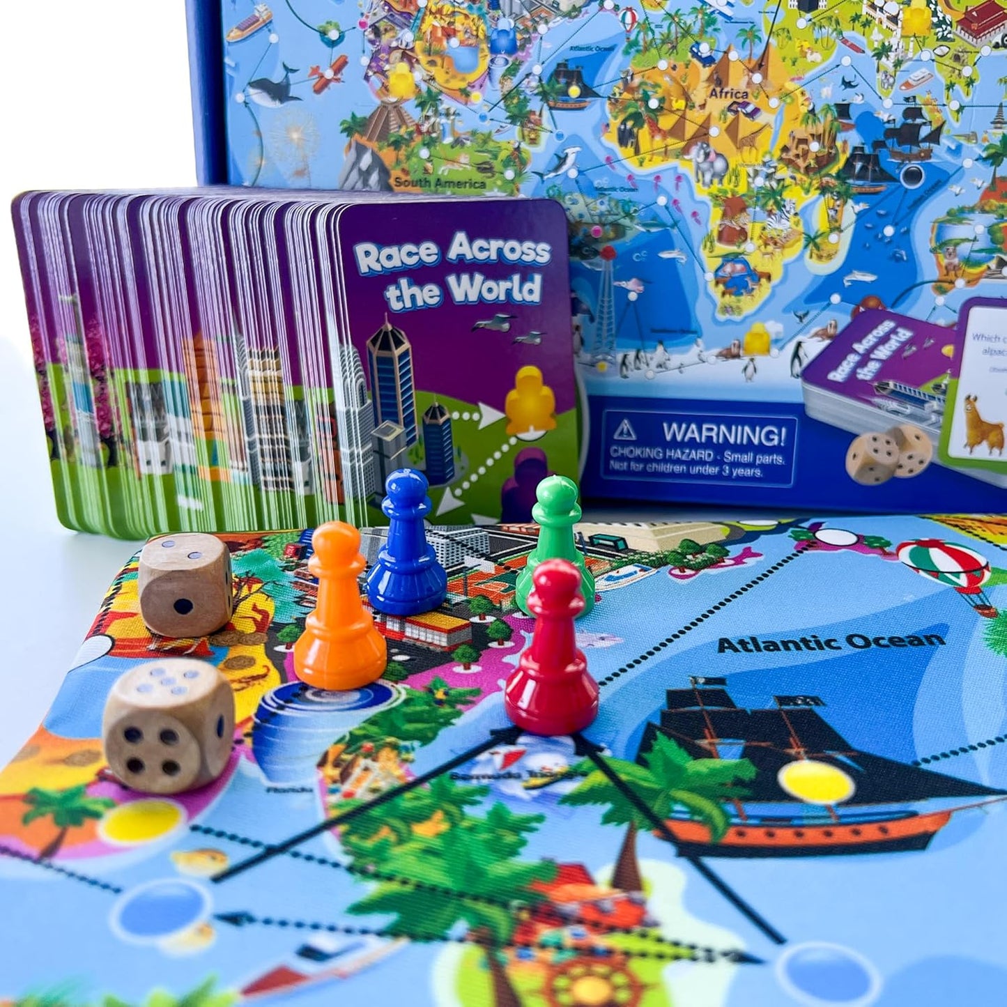 QUOKKA Board Games for Kids 8-12 - Family Games for Kids and Adults - Journey Across the World Card Game Ages 5-9 - Learn Capitals, Flags, Facts, and Map Locations with 195 World Map Cards