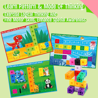 SpriteGru Math Linking Cubes, Math Cubes Manipulatives with Activity Cards Linking Cube Math Counters for Kids Kindergarten Learning Activities