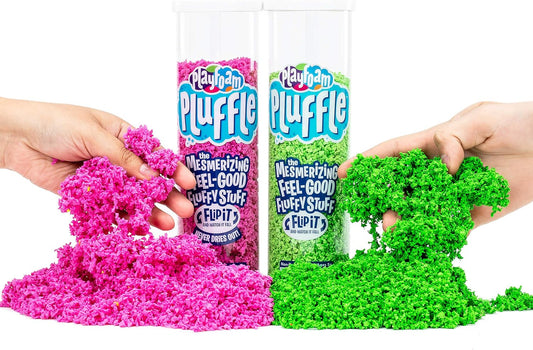 Educational Insights Pluffle(R) 2-Pack Pink & Green - Sensory Bin Foam Set, No Mess Alternative to Sand Toys & Slime for Toddlers, Fun Sensory Table Filler for Home or Classroom, Kids Ages 3+