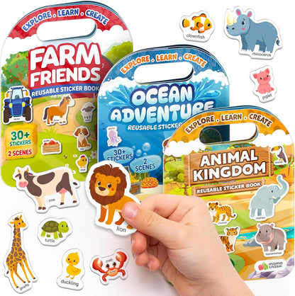Sticker Book for Toddlers 1-3 - Reusable Sticker Book for Toddlers 2-4 Years, Stickers for Kids, Toddler Travel Toys, Airplane Toys for Toddler 1-3 - Birthday Gifts for 3 Year Old Boys, Girls 2-4