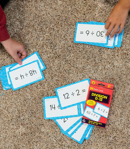 Carson Dellosa 54 Division Flash Cards, Flashcards Covering All Facts for Dividing Through 12, Math Games for Kids 8-12, 3rd Grade Mathematics and Up